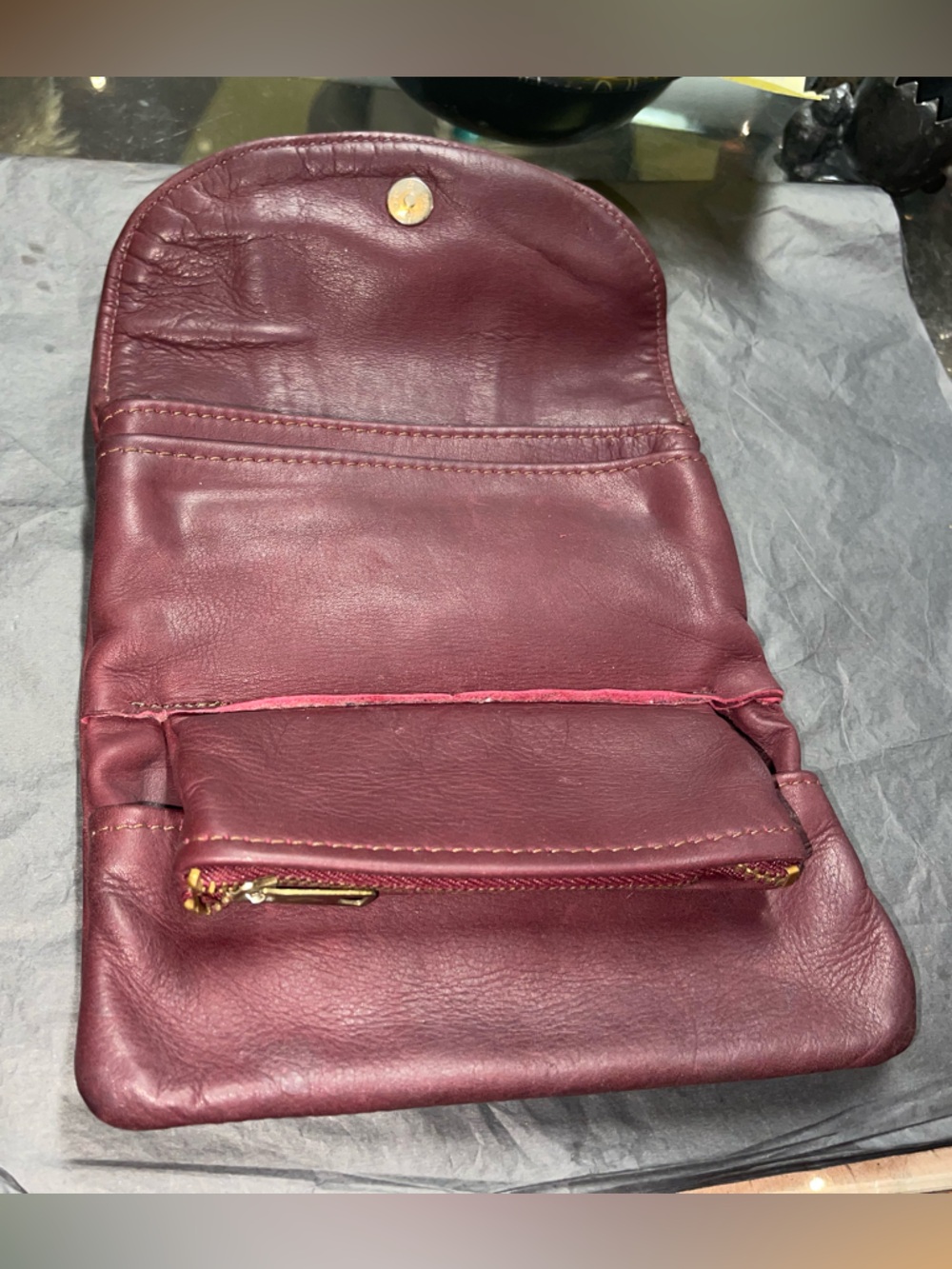 Vintage Burgundy Genuine Soft Leather Clutch Wallet - Picture 4 of 8